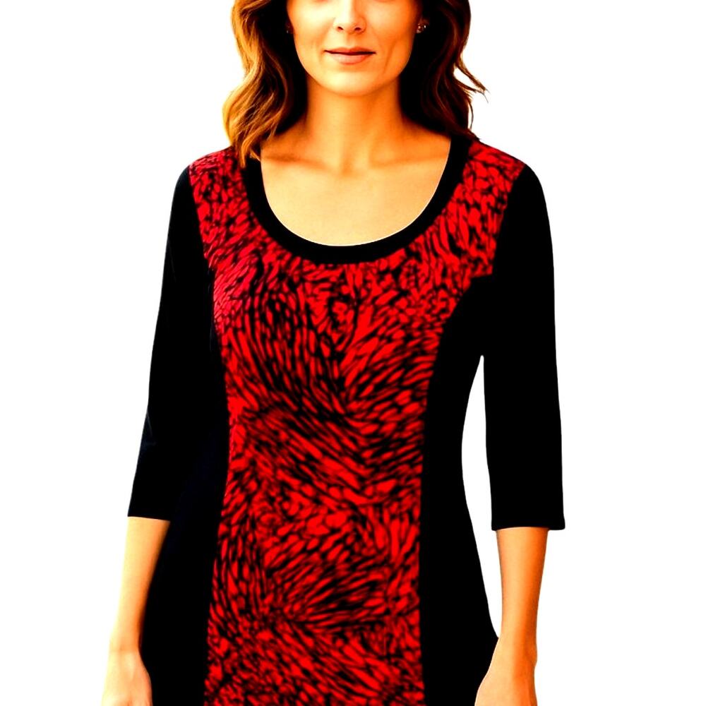 Miss Tina XL Black Red Women's Long Sleeve Maxi BOHO Dress Sz 16 18 Extra Large